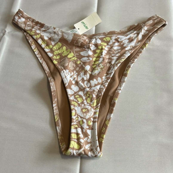 NWT Aerie High Waisted Cheeky Bikini Bottoms Brown Floral Tropical Size Small - Picture 1 of 3